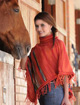 Dark red alpaca poncho