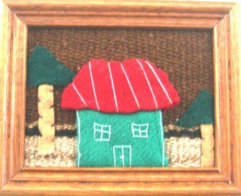 Tableau artisanal - Motif maison verte