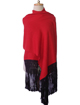 Shawl with silk macram� - red