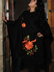 Chal negro con flores- 100% baby alpaca