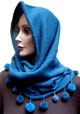 Hat "tube" model - blue with pompons