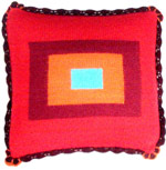 Taie en alpaga - carr�s multicolores