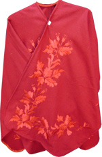Red ruana - flowers details