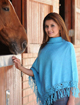 Ligth blue poncho - Macrame flowers