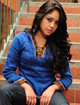 "Sweater "fringes" with hood - Blue"