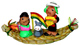 Totora raft with family (small size)