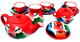 Juego de té "Cholitas del valle" - rojo Juego de té "Cholitas del valle" - rojo