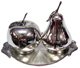 'Pear and apple'' shakers with tray