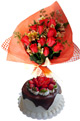 Refinement Combo: Cake + 12 Roses Bouquet