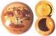 Round jewelbox made in wood with an andean woman