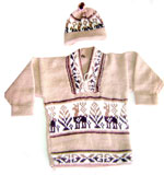 Alpaca Sweater & Lluchu (For kids of 1 to 2 years) Beige