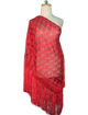 Silk shawl with Macram� - Red