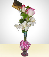 Blumen und Geschenke - Feingefhl: kleine Aufmerksamkeit bestehend aus 3 zweifarbigen Rosen
