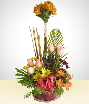 Spring Bouquet with Bamboo Sticks