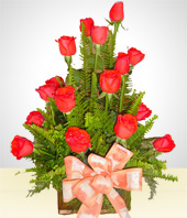 Liebe und Romantik - Liberty Gesteck aus 18 Rosen