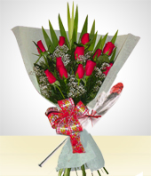 Red Roses - Roses Bouquet and Chocolate Rose