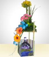 Gifts for Men - Beautiful Wine and Flower Arrangement