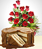 Sweetness Combo: Cake + 12 Roses Bouquet