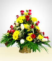 Blumen und Geschenke - Blumenkrbchen Anmut: Rosen und Margeriten