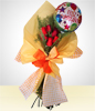 Detail Birthday: 6 Roses Bouquet +Happy Birthday Balloon