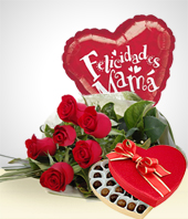Surprise for Mom: Bouquet, Chocolates & Balloon