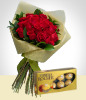 Love Wish: 24 Roses Bouquet & Chocolates