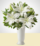 Condolences - Condolence  Flower Vase -  White