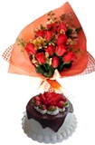 Refinement Combo: Cake + 12 Roses Bouquet