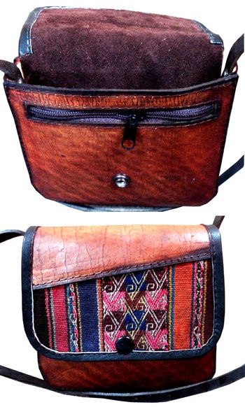 Leather purse with button
