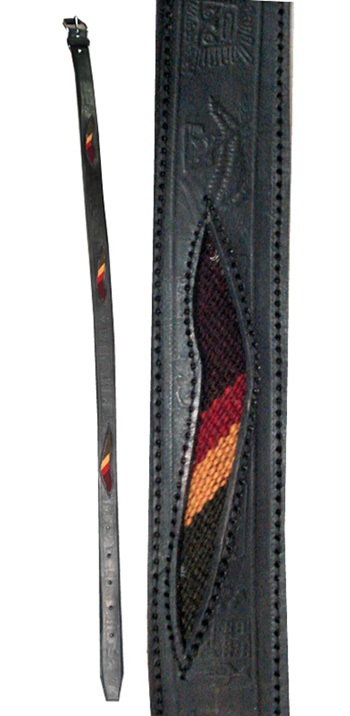 Leather belt with antique awayo - black