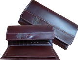Wallet for woman - burgundy with flowers