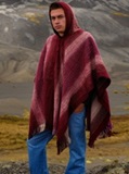 Hooded Burgundy Poncho