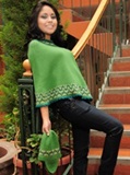 Green Poncho - zigzag