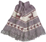 Ligth Gray Alpaca Poncho  - Kids 8 Years