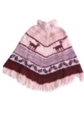 Gray and White Alpaca Poncho  - Kids 8 Years