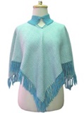 Poncho en Telar - Celeste