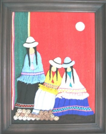 Cholitas Painting with Embossment