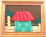 Tableau artisanal - Motif maison verte