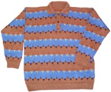Brown and light blue alpaca sweater