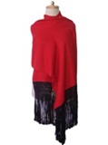 Shawl with silk macram - red