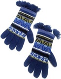 Gloves with pompons - blue