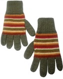 Gloves with multicoloured stripes