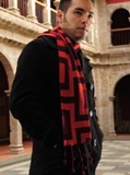 Orange scarf  labrynth  with pompons