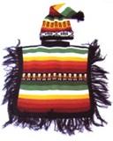 Poncho cuadrado + gorro - multicolor