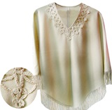 Beige Poncho - flowers decoration