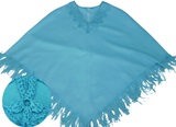 Light blue poncho - flowers decoration