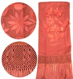 Red shawl  autum flowers