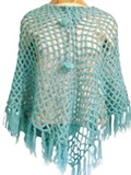 Openwork poncho - turquoise