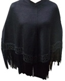 Black Poncho with Fringes