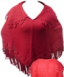 Red Poncho with Macrame Neck